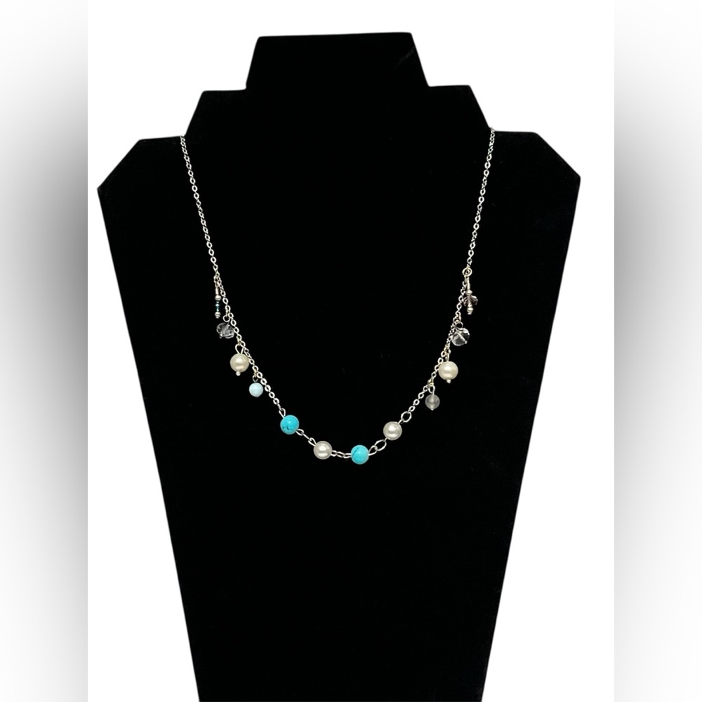 Necklace Beaded Handmade Multi Color Charms With Silver  Plated Chain
